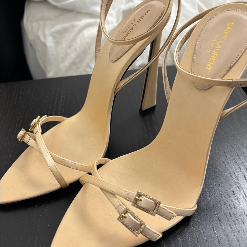 Saint Laurent Beige Strappy Heels